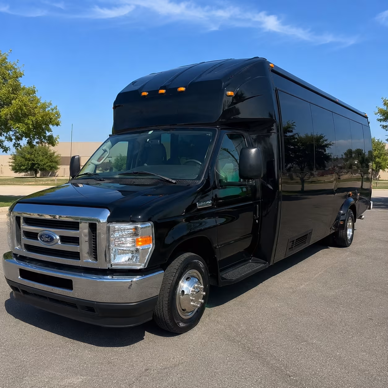 White party bus exterior